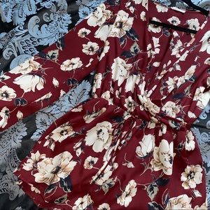 Burgundy floral romper